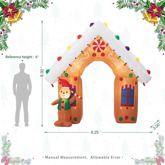 Glitzhome Glitzhome 8FT Lighted Gingerbread House Inflatable Decor