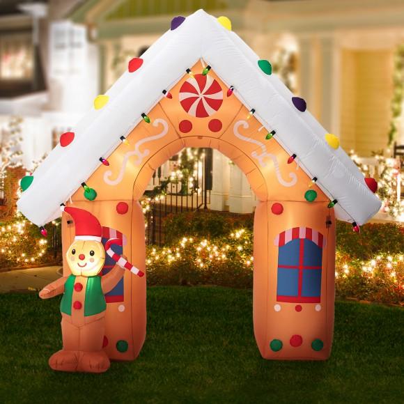 Glitzhome Glitzhome 8FT Lighted Gingerbread House Inflatable Decor