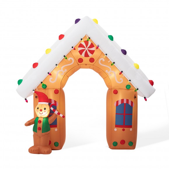 glitzhome Glitzhome 8FT Lighted Gingerbread House Inflatable Decor