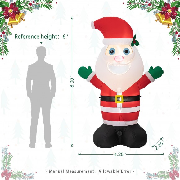 Glitzhome Glitzhome 8FT Lighted Inflatable Musical Santa Decor