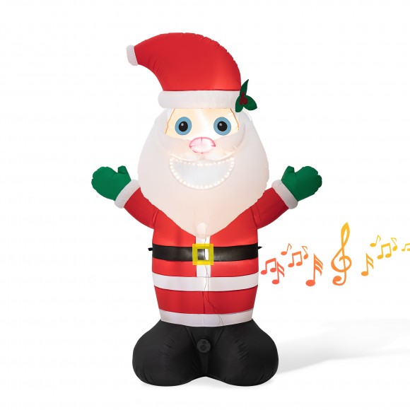 glitzhome Glitzhome 8FT Lighted Inflatable Musical Santa Decor