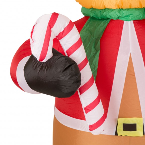 Glitzhome Glitzhome 8ft Lighted Inflatable Reindeer Holding Candy Cane Decor