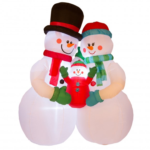 glitzhome Glitzhome 8ft Lighted Inflatable Snowman Family Decor