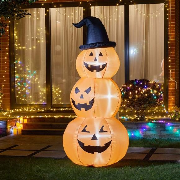 Glitzhome Glitzhome 8ft Lighted Inflatable Stacked Jack-O-Lantern Pumpkins Decor