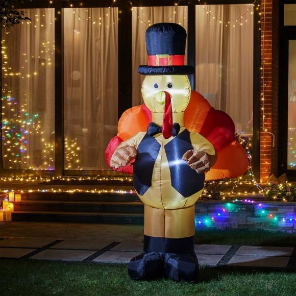 Glitzhome Glitzhome 8ft Lighted Inflatable Turkey Décor