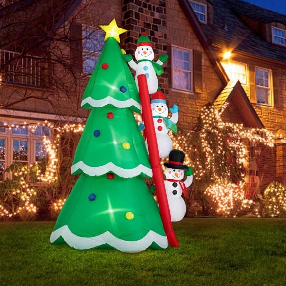 Glitzhome Glitzhome 8FT Lighted Inflatable Xmas Snowman Climbing Up Tree Decor