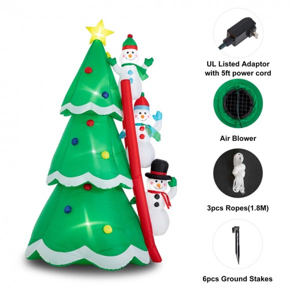 Glitzhome Glitzhome 8FT Lighted Inflatable Xmas Snowman Climbing Up Tree Decor
