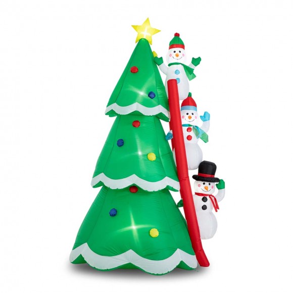glitzhome Glitzhome 8FT Lighted Inflatable Xmas Snowman Climbing Up Tree Decor