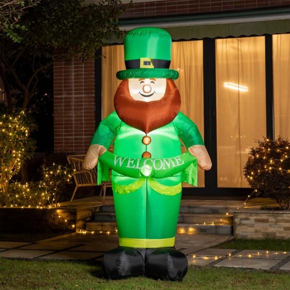 Glitzhome Glitzhome 8ft St. Patrick's Day Lighted Inflatable Leprechaun Decor