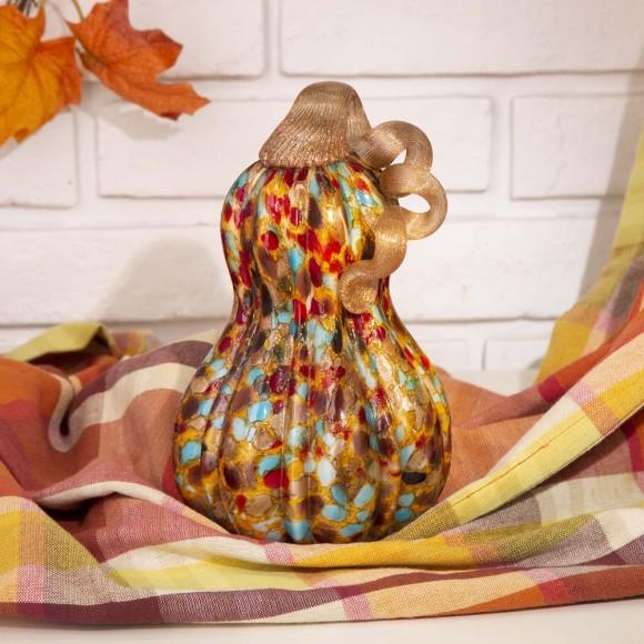 Glitzhome Glitzhome 9.06"H Hand Blown Multi Dots Glass Gourd Decor