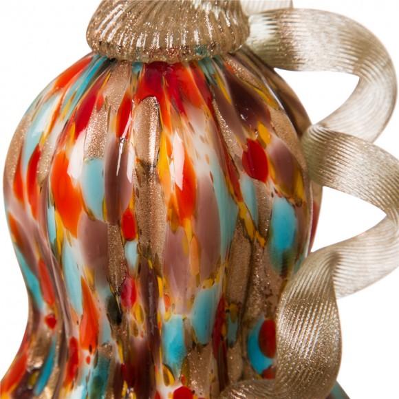 Glitzhome Glitzhome 9.06"H Hand Blown Multi Dots Glass Gourd Decor
