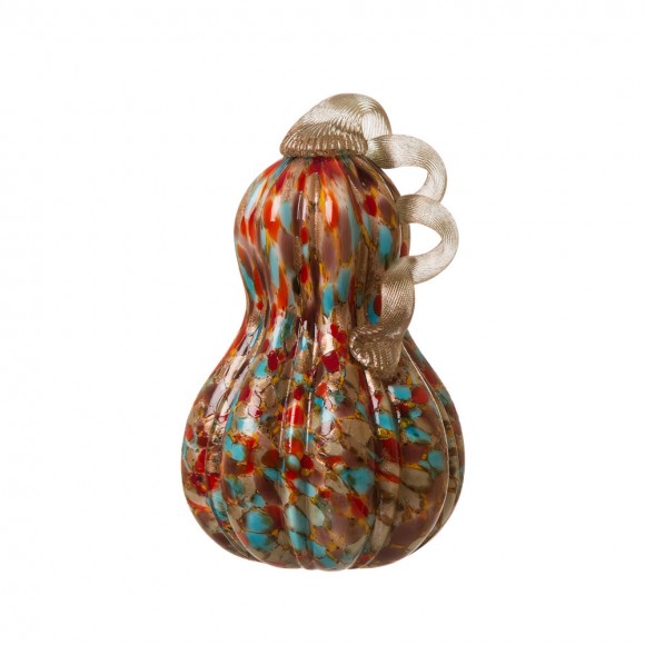 glitzhome Glitzhome 9.06"H Hand Blown Multi Dots Glass Gourd Decor