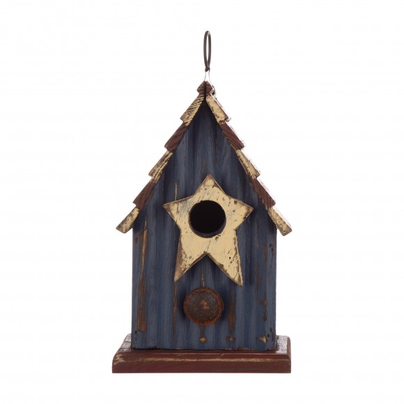 glitzhome Glitzhome 9.06"H Rustic Patriotic Garden Distressed Wooden Decorative Birdhouse