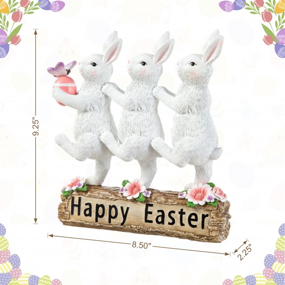Glitzhome Glitzhome 9.25"H Easter Resin Triple Bunny Table Decor