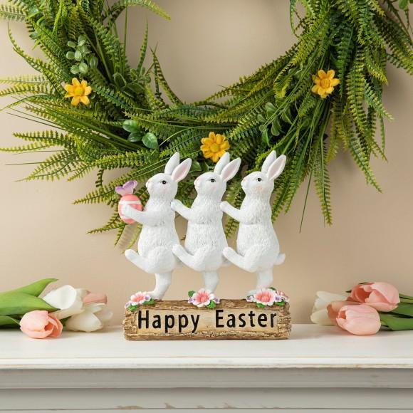 Glitzhome Glitzhome 9.25"H Easter Resin Triple Bunny Table Decor