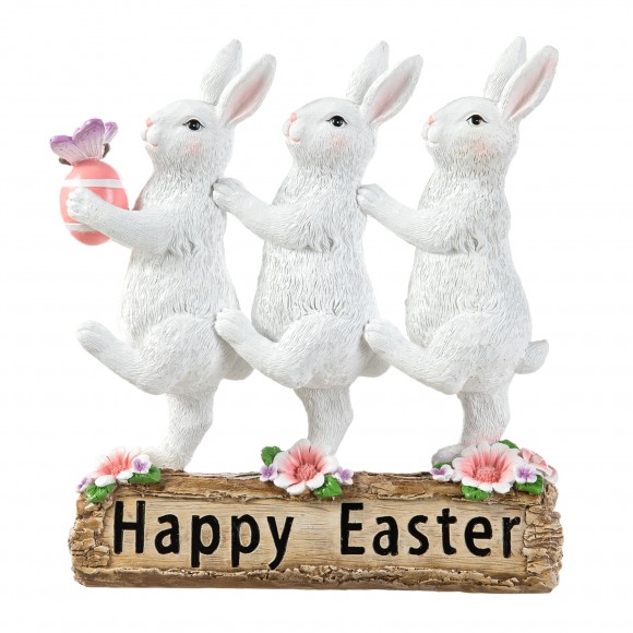 Glitzhome Glitzhome 9.25"H Easter Resin Triple Bunny Table Decor