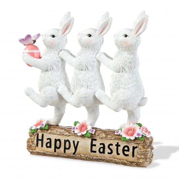glitzhome Glitzhome 9.25"H Easter Resin Triple Bunny Table Decor