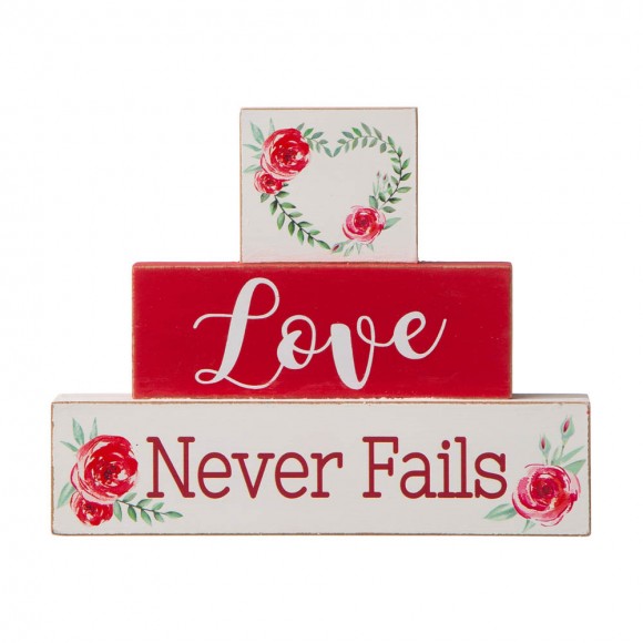 Glitzhome Glitzhome 9.45"L Valentine's Wooden Block Table Decor