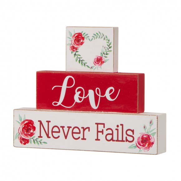 glitzhome Glitzhome 9.45"L Valentine's Wooden Block Table Decor