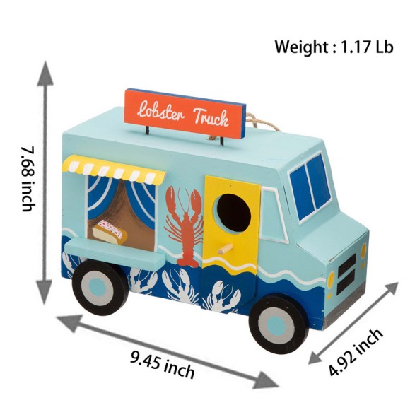 Glitzhome Glitzhome 9.45"L Wooden Lobster Truck Birdhouse