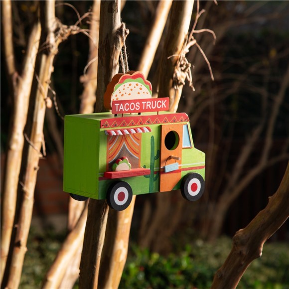 Glitzhome Glitzhome 9.45"L Wooden Mexico Taco Truck Birdhouse