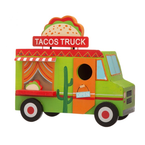 Glitzhome Glitzhome 9.45"L Wooden Mexico Taco Truck Birdhouse