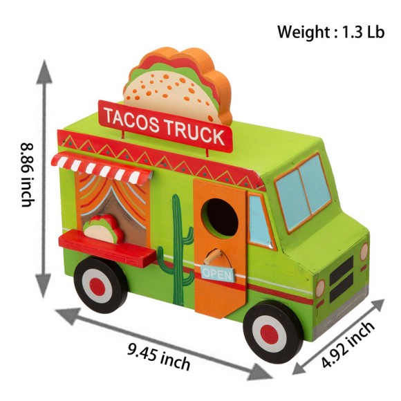 Glitzhome Glitzhome 9.45"L Wooden Mexico Taco Truck Birdhouse