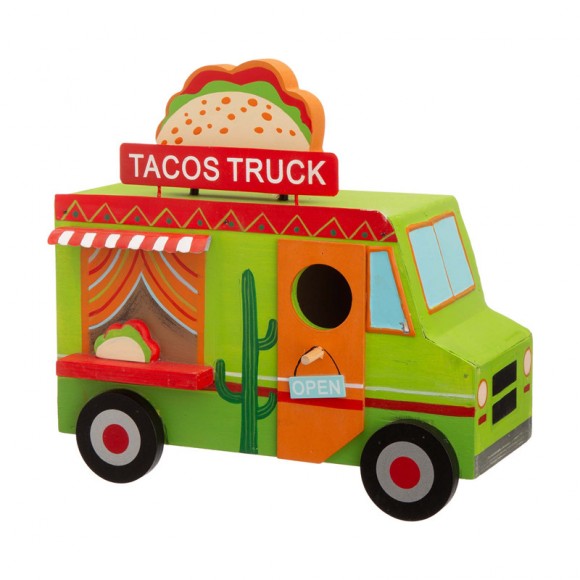 glitzhome Glitzhome 9.45"L Wooden Mexico Taco Truck Birdhouse