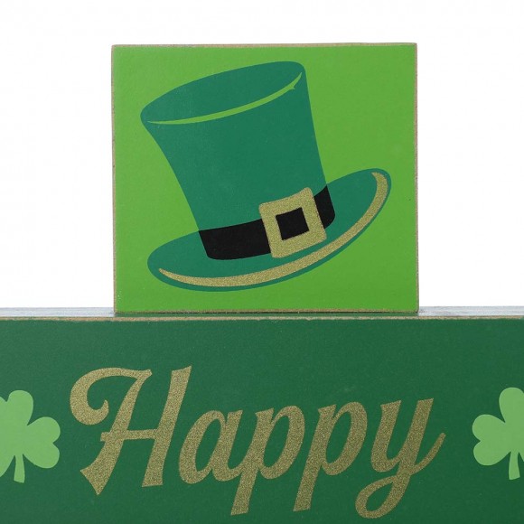 Glitzhome Glitzhome 9.5"L St. Patrick's Day Wooden Block Table Sign