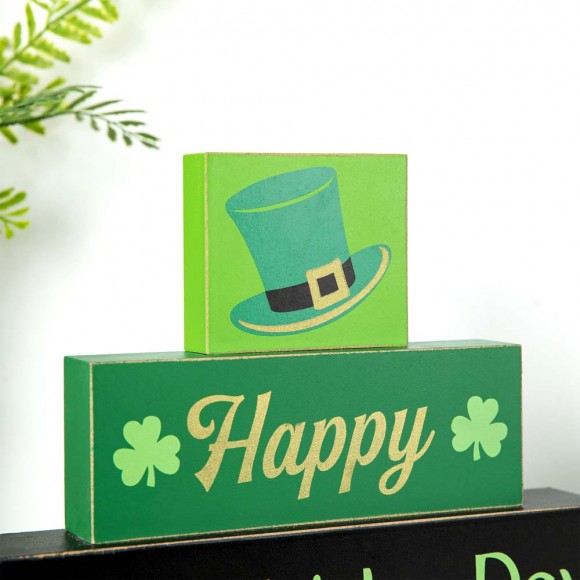 Glitzhome Glitzhome 9.5"L St. Patrick's Day Wooden Block Table Sign