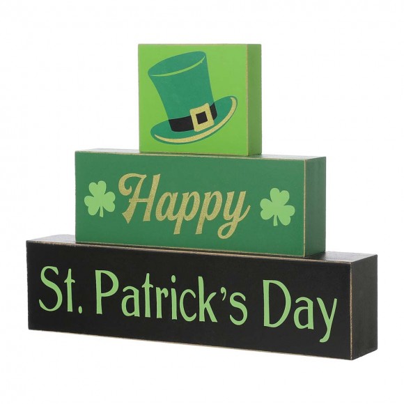 glitzhome Glitzhome 9.5"L St. Patrick's Day Wooden Block Table Sign
