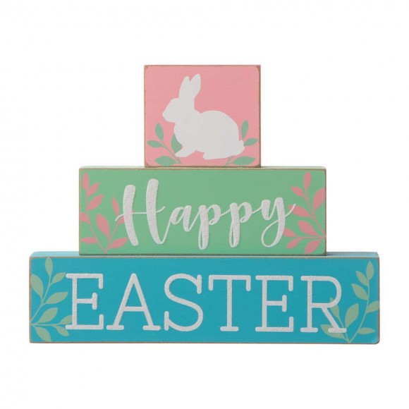 Glitzhome Glitzhome 9.5"L Wooden Easter Block Table Decor