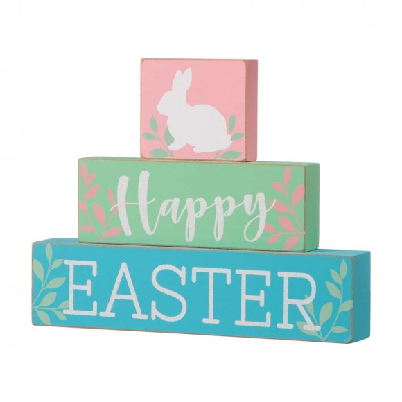 glitzhome Glitzhome 9.5"L Wooden Easter Block Table Decor