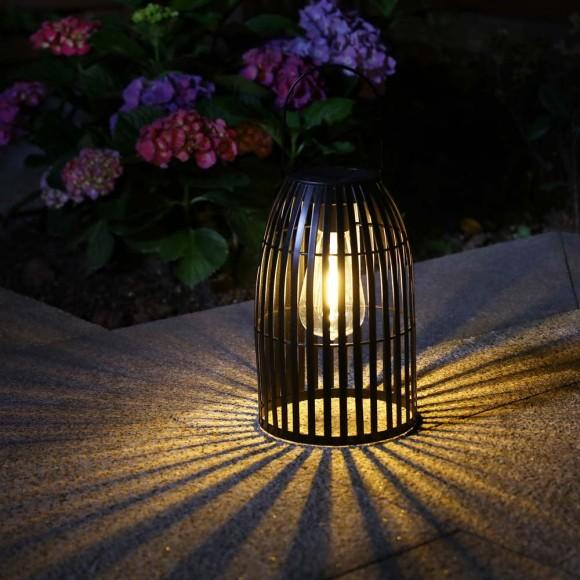Glitzhome Glitzhome 9.75"H Black Metal Woven Solar Powered Outdoor Hanging Lantern