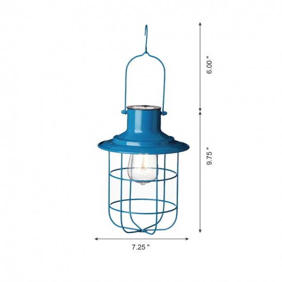 Glitzhome Glitzhome 9.75"H Blue Metal Wire Solar Powered Outdoor Hanging Lantern