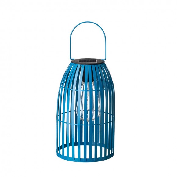 Glitzhome Glitzhome 9.75"H Blue Metal Woven Solar Powered Outdoor Hanging Lantern