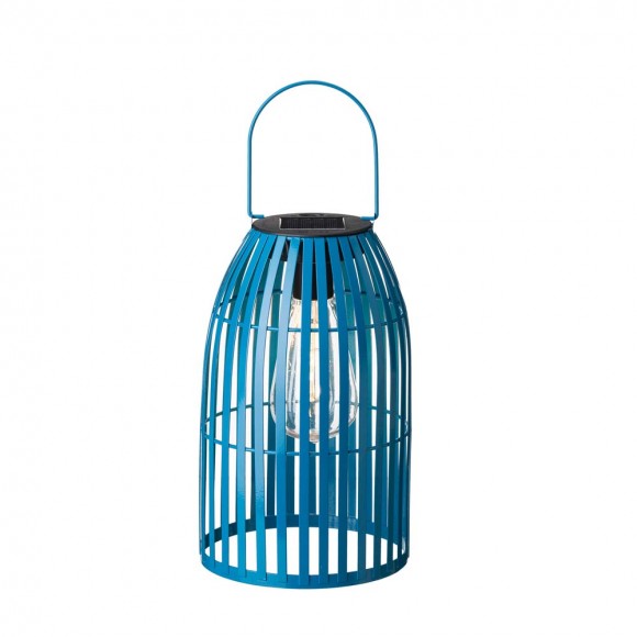 glitzhome Glitzhome 9.75"H Blue Metal Woven Solar Powered Outdoor Hanging Lantern