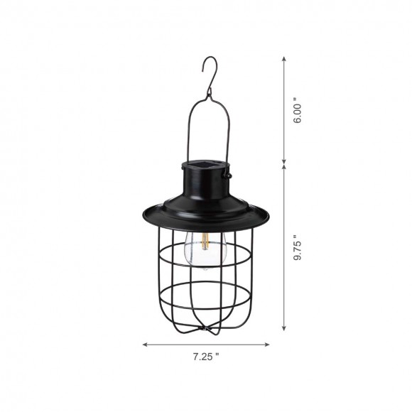 Glitzhome Glitzhome 9.75"H Farmhouse Black Metal Wire Solar Powered Outdoor Hanging Lantern