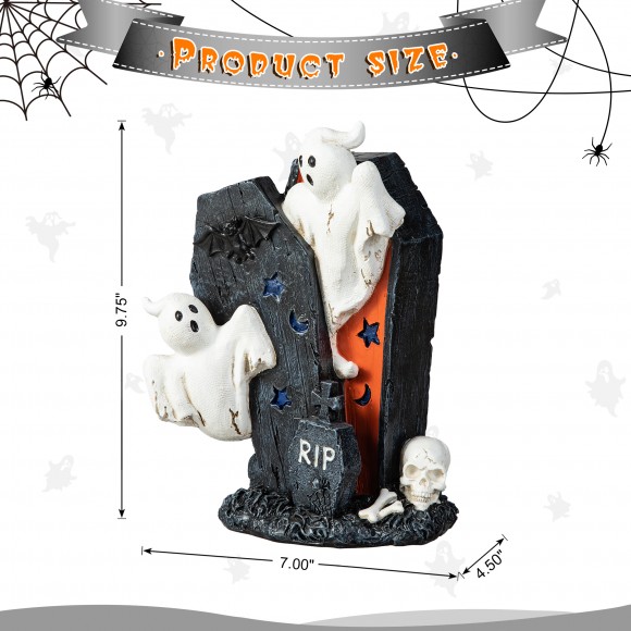 Glitzhome Glitzhome 9.75"H Halloween Polyresin Ghost Gravestone Table Decor