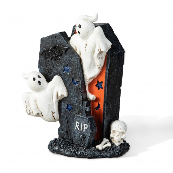 glitzhome Glitzhome 9.75"H Halloween Polyresin Ghost Gravestone Table Decor