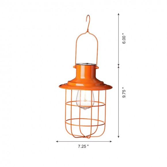 Glitzhome Glitzhome 9.75"H Orange Metal Wire Solar Powered Outdoor Hanging Lantern
