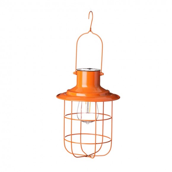 glitzhome Glitzhome 9.75"H Orange Metal Wire Solar Powered Outdoor Hanging Lantern