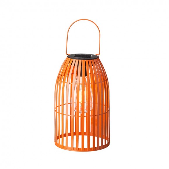 glitzhome Glitzhome 9.75"H Orange Metal Woven Solar Powered Outdoor Hanging Lantern