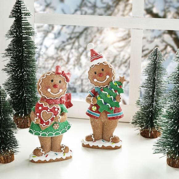 Glitzhome Glitzhome 9.75"H Set Of 2 Resin Christmas Gingerbread Table Decor