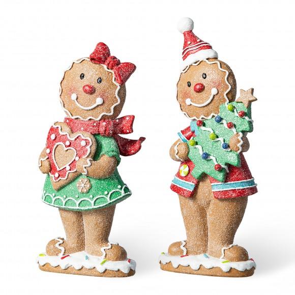glitzhome Glitzhome 9.75"H Set of 2 Resin Christmas Gingerbread Table Decor