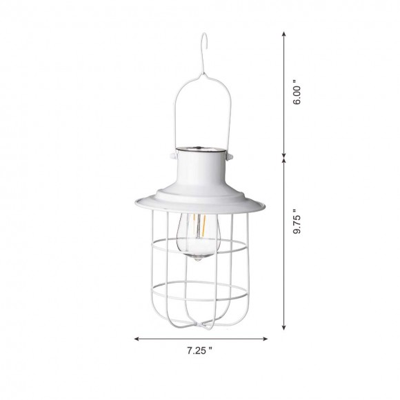 Glitzhome Glitzhome 9.75"H White Metal Wire Solar Powered Outdoor Hanging Lantern