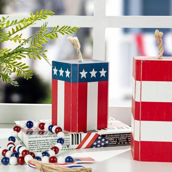 Glitzhome Glitzhome 9.75"H Wooden Patriotic/Americana Firecracker Table Decor
