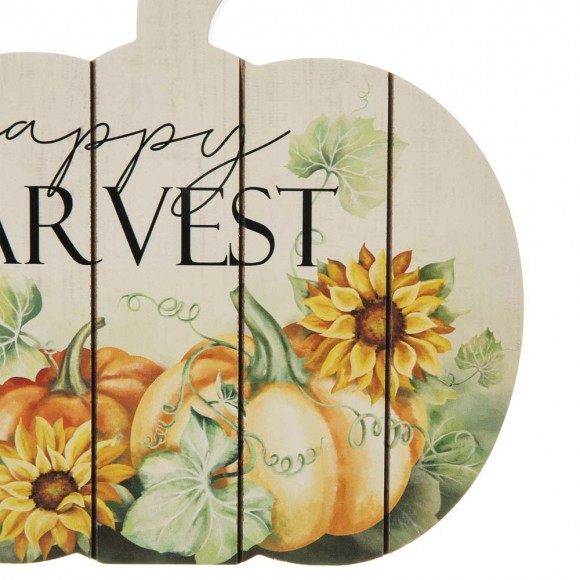 Glitzhome Glitzhome 9.75"L "Happy Harvest" Wooden Pumpkin Table Sign Decor