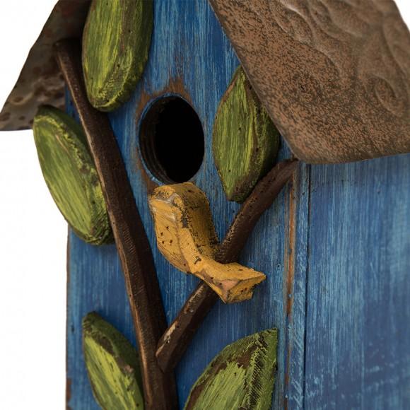 Glitzhome Glitzhome 9.84"H Distressed Leaves Wooden Garden Birdhouse