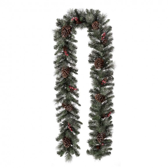 Glitzhome Glitzhome 9 Ft. Pre-Lit Glittered Pine Cone Christmas Garland With 50 Warm White LED Lights